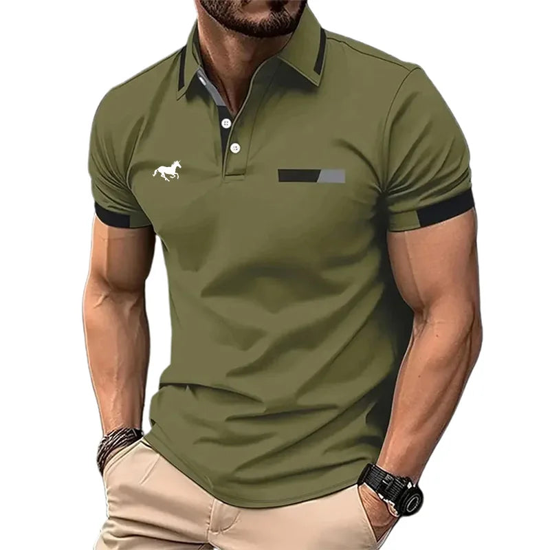 Men's Polos Shirts Work Casual Lapel Short Sleeve Basic Modern Buttons Summer Spring Regular Fit Golf Shirt
