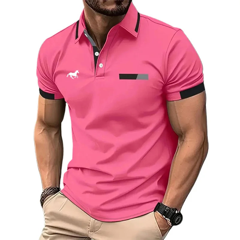 Men's Polos Shirts Work Casual Lapel Short Sleeve Basic Modern Buttons Summer Spring Regular Fit Golf Shirt