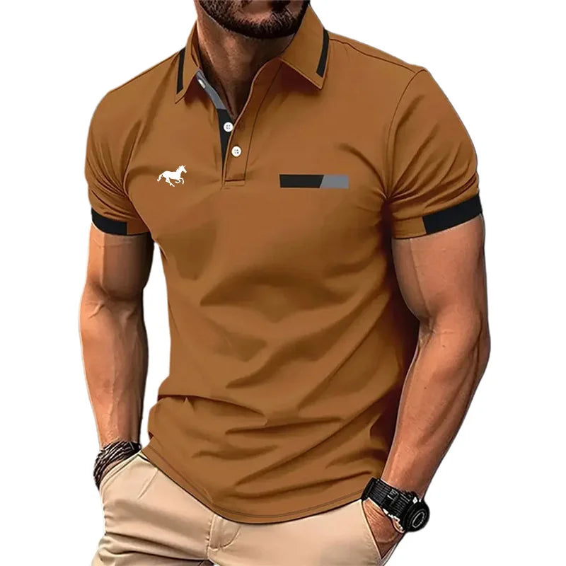 Men's Polos Shirts Work Casual Lapel Short Sleeve Basic Modern Buttons Summer Spring Regular Fit Golf Shirt