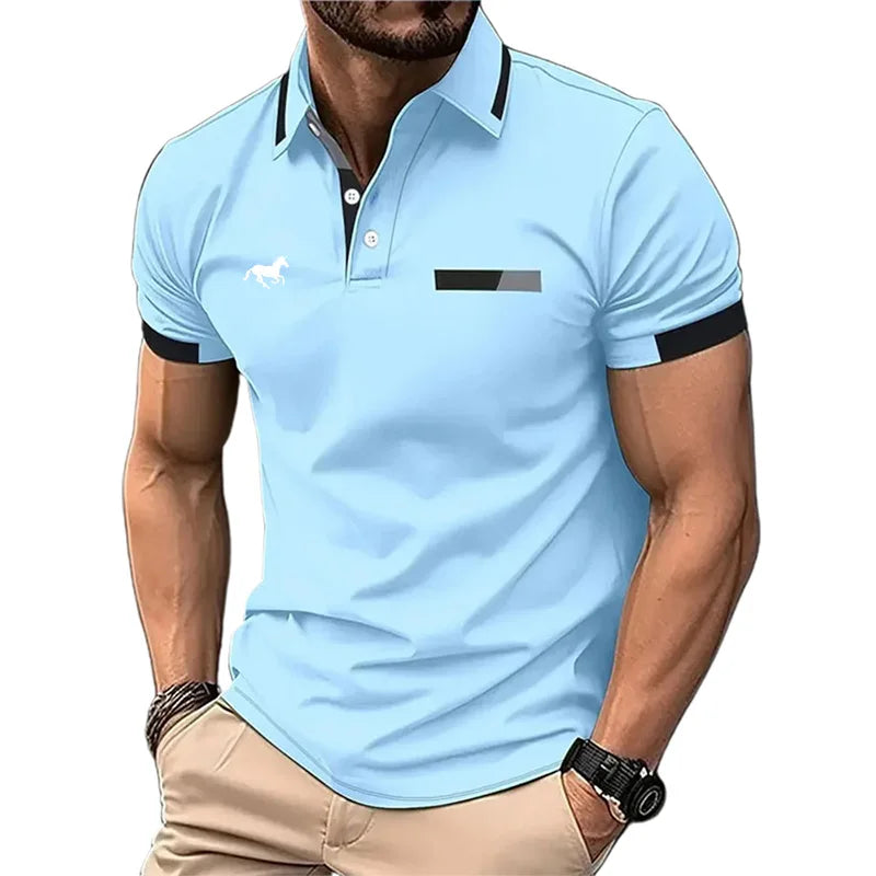 Men's Polos Shirts Work Casual Lapel Short Sleeve Basic Modern Buttons Summer Spring Regular Fit Golf Shirt