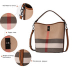 The classic women's one shoulder crossbody bag is a large capacity portable checkered bag made of high-quality canvas and cowhid