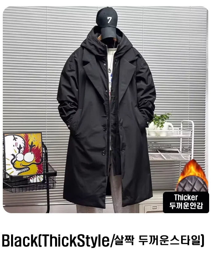 Men's Coat  Hooded New Two Pieces Korean Style Windbreaker spring  autumn Mid-Length