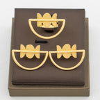 Statement Earrings and Ring  Jewelry Set for Women 18k Gold Plated Stud Earrings and Finger Ring Weddings Bridal Jewelry Set