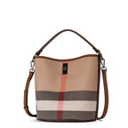 The classic women's one shoulder crossbody bag is a large capacity portable checkered bag made of high-quality canvas and cowhid