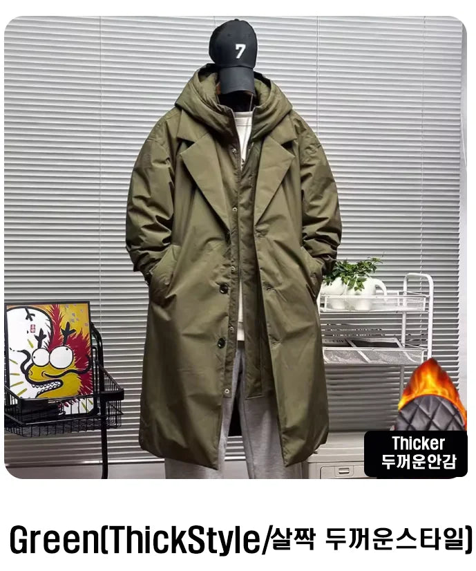 Men's Coat  Hooded New Two Pieces Korean Style Windbreaker spring  autumn Mid-Length