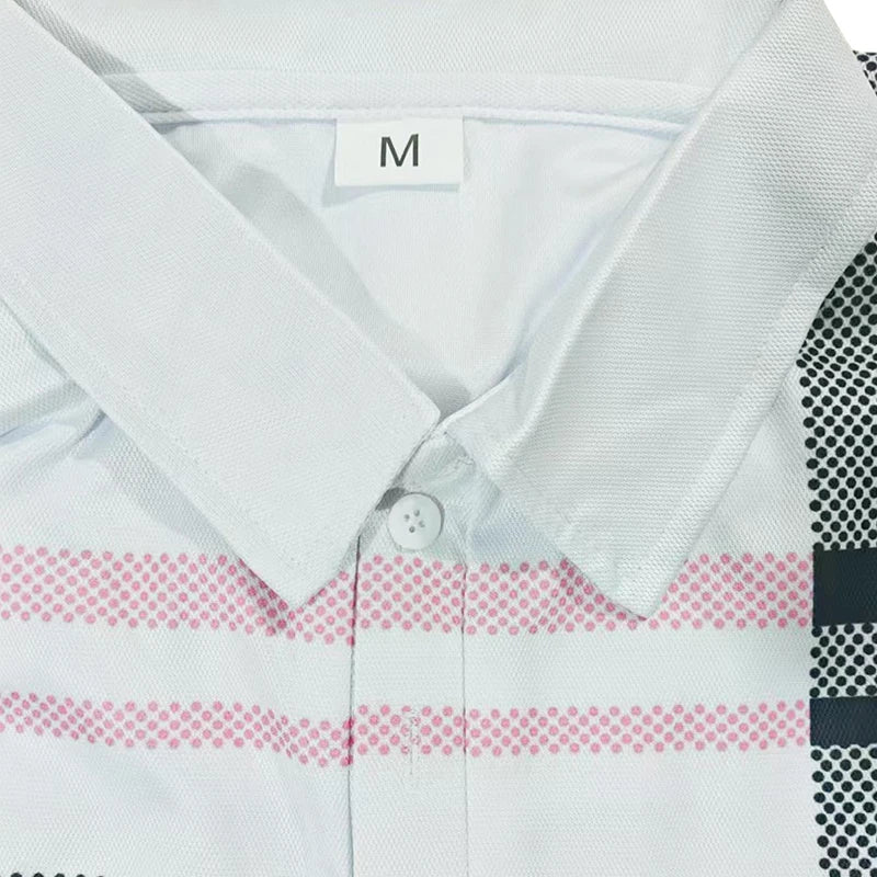 Men's Polos Shirts Work Casual Lapel Short Sleeve Basic Modern Polka Dot Color Block Buttons Summer Regular Fit Golf Shirt