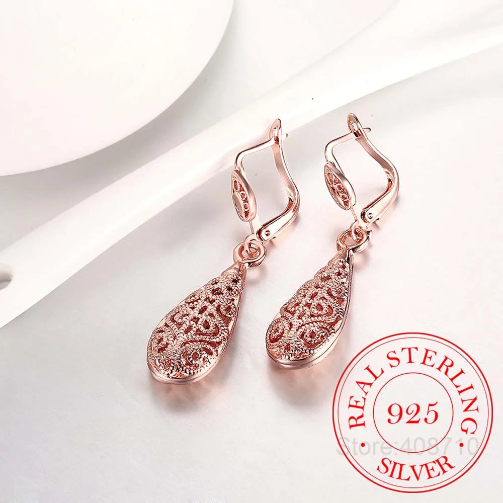 Water Drop Earrings For Women Fashion Long Dangle Earring 925 Sterling Silver Wedding Jewelry Gift