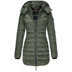Winter Jackets for Women Zipper Hooded Cotton Padded Jackets Long Sleeve Warm Coat Slim Parka Female Portable Outwear