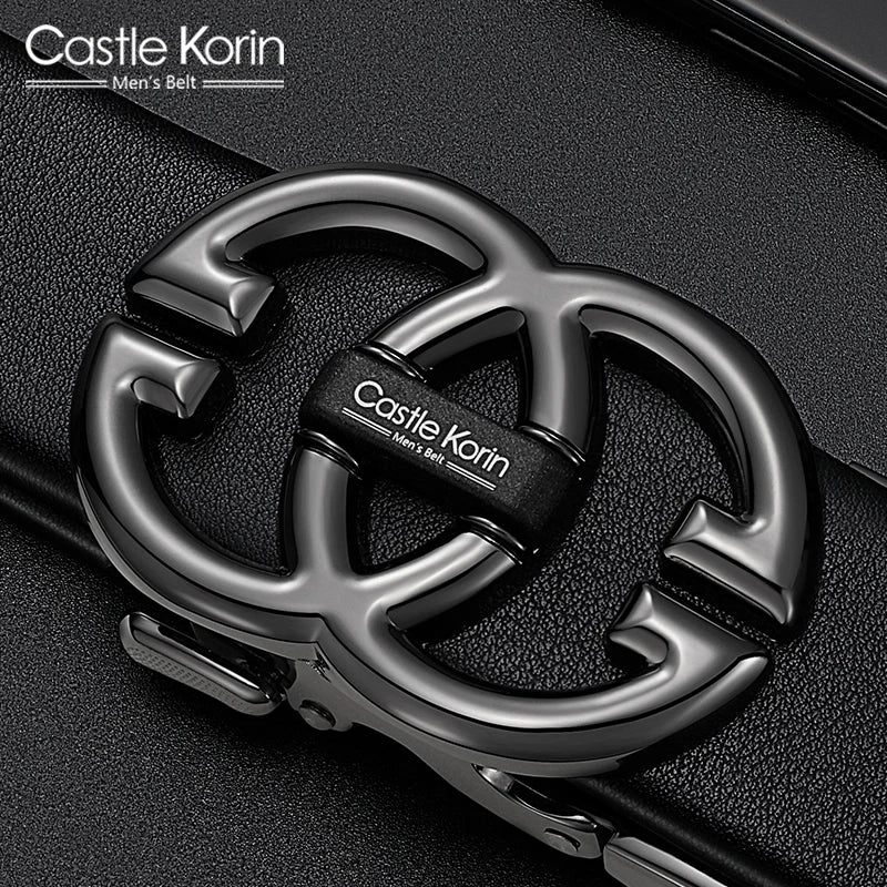Men's belt leather automatic buckle belt famous brand high-end leisure trend young and middle-aged business men's belt