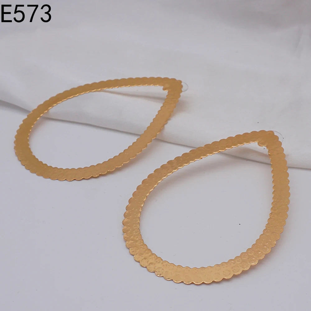 Hoop Earring For Women Gold Color Stud Big Pendant dangle Drop  Earrings