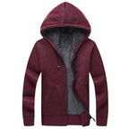 Winter Men Sweatercoat Hooded knit Cardigan Coat Men's Fleece Knitted Sweater Jackets Casual Solid Cardigan Sweater Man Clothes