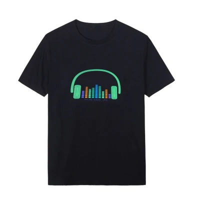 Women's T-Shirts LED Sound Control Flicker Tshirt Fashion Wireless Electric Luminescent Shiny Tshirts Party Disco Men's T Shirts