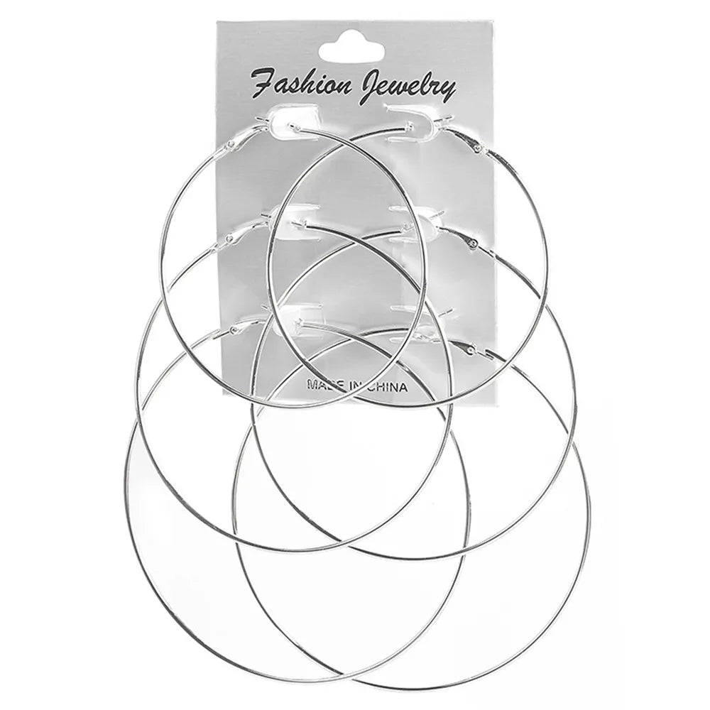 3 /6Pairs/set Oversized Huge Hoop Earring For Women Exaggerated Sexy Smooth Big Circle Earing Creole Aros Mujer Oreja Party Gift