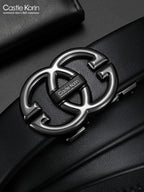 Men's belt leather automatic buckle belt famous brand high-end leisure trend young and middle-aged business men's belt