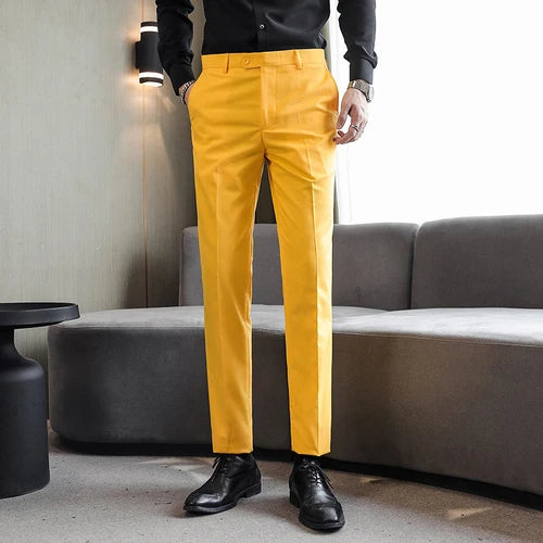 Men Formal Pants, 2025 New Elegant Man Office Work Pant, Casual Polyester Fiber Trousers Men 17 Colors Pantalones Hombre