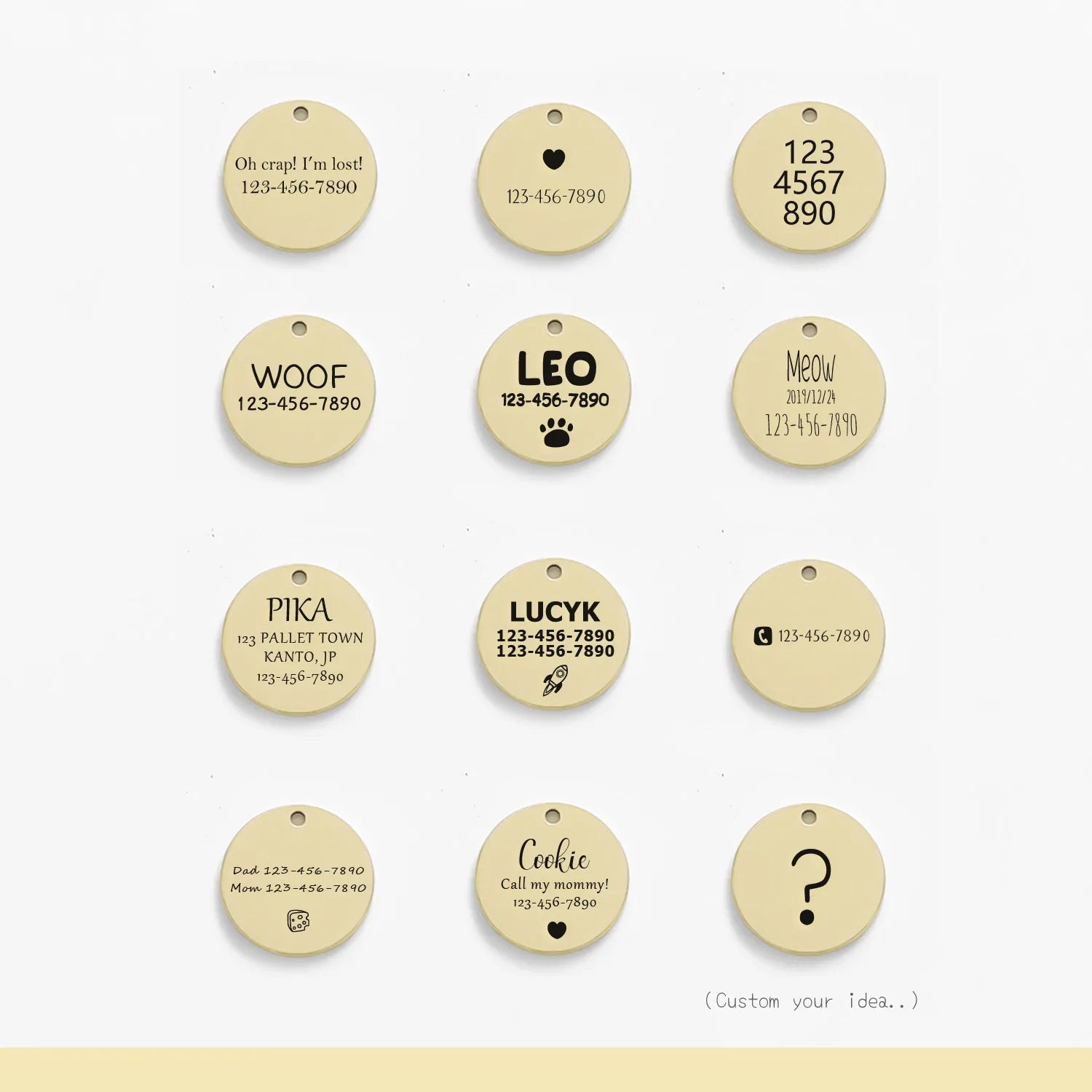 Custom Tags Personalized Cat Dog ID Tag MW007 Name with Cute Symbols Engraved Front and Back for Custom Pets Collar  Anti-Lost Metal Charm