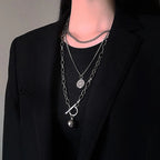 Layered Chain Necklace Neck Chains Lock Pendant Jewelry For Women Punk Choker Padlock Goth Jewelry Grunge Aesthetic Accessories