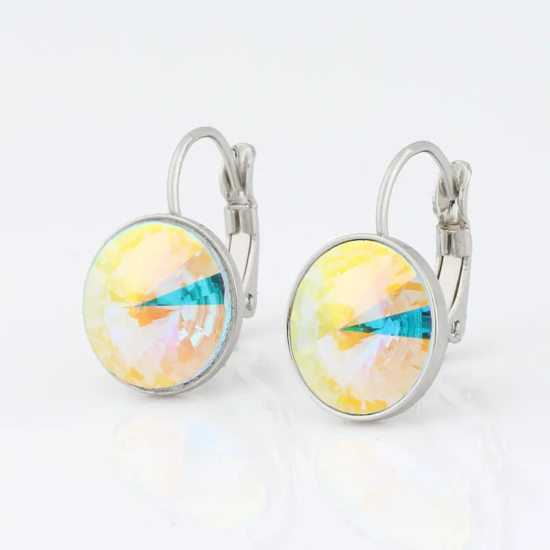 New Fashion Earrings Crystals Drop Earrings 12mm Round Earrings For Women Wedding Party Luxury Fine Jewelry Accessories