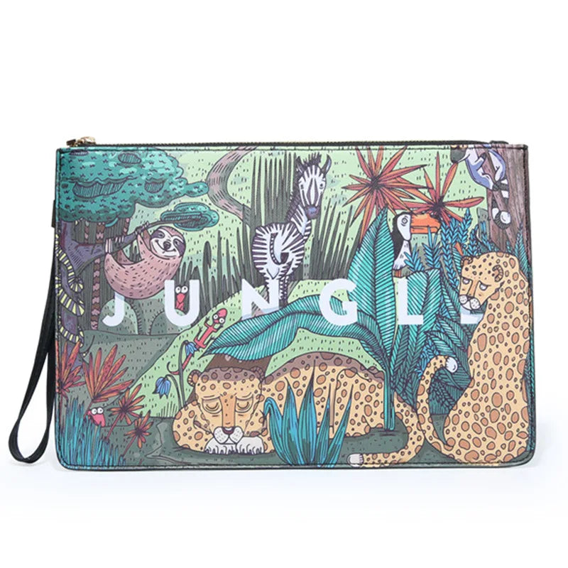 Animal Prints Clutches Men Leather Bags Envelope Clutch Male Bag Fashion Design Men's Clutch High Capacity Handbags Phone Bag