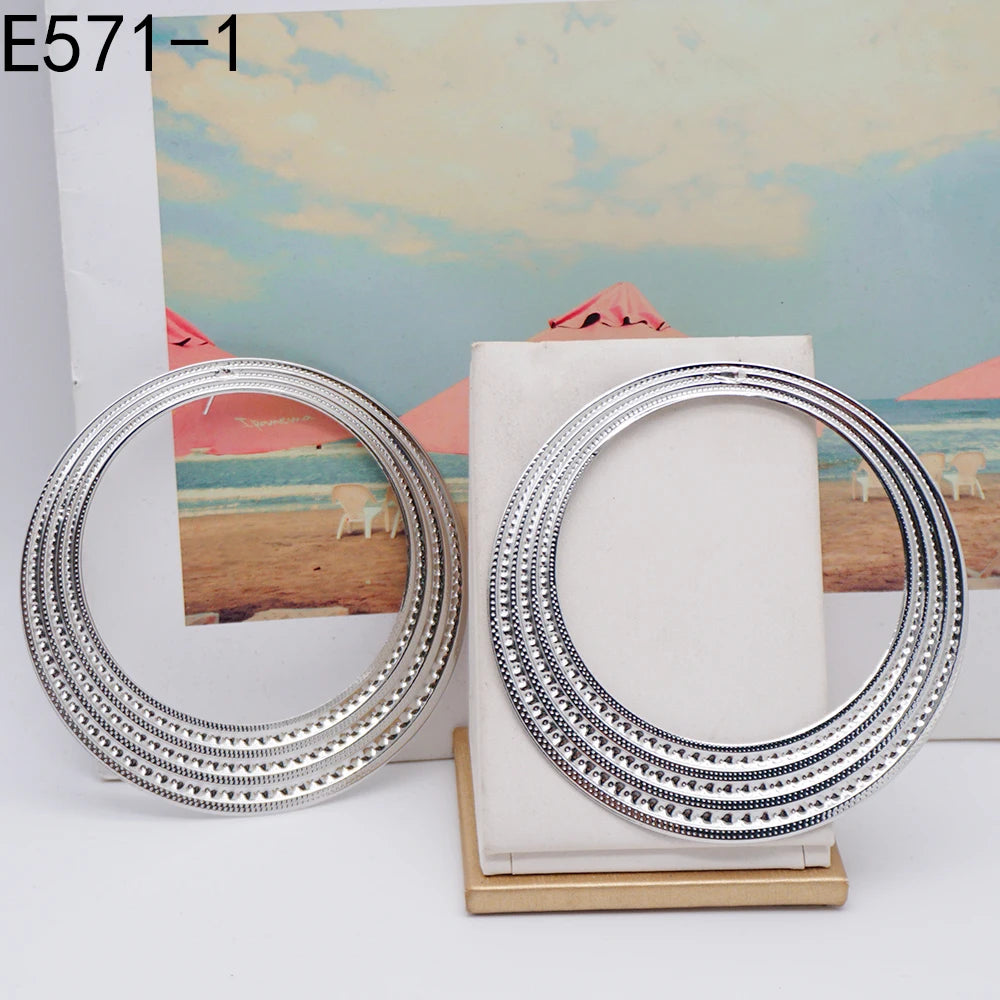 Hoop Earring For Women Gold Color Stud Big Pendant dangle Drop  Earrings