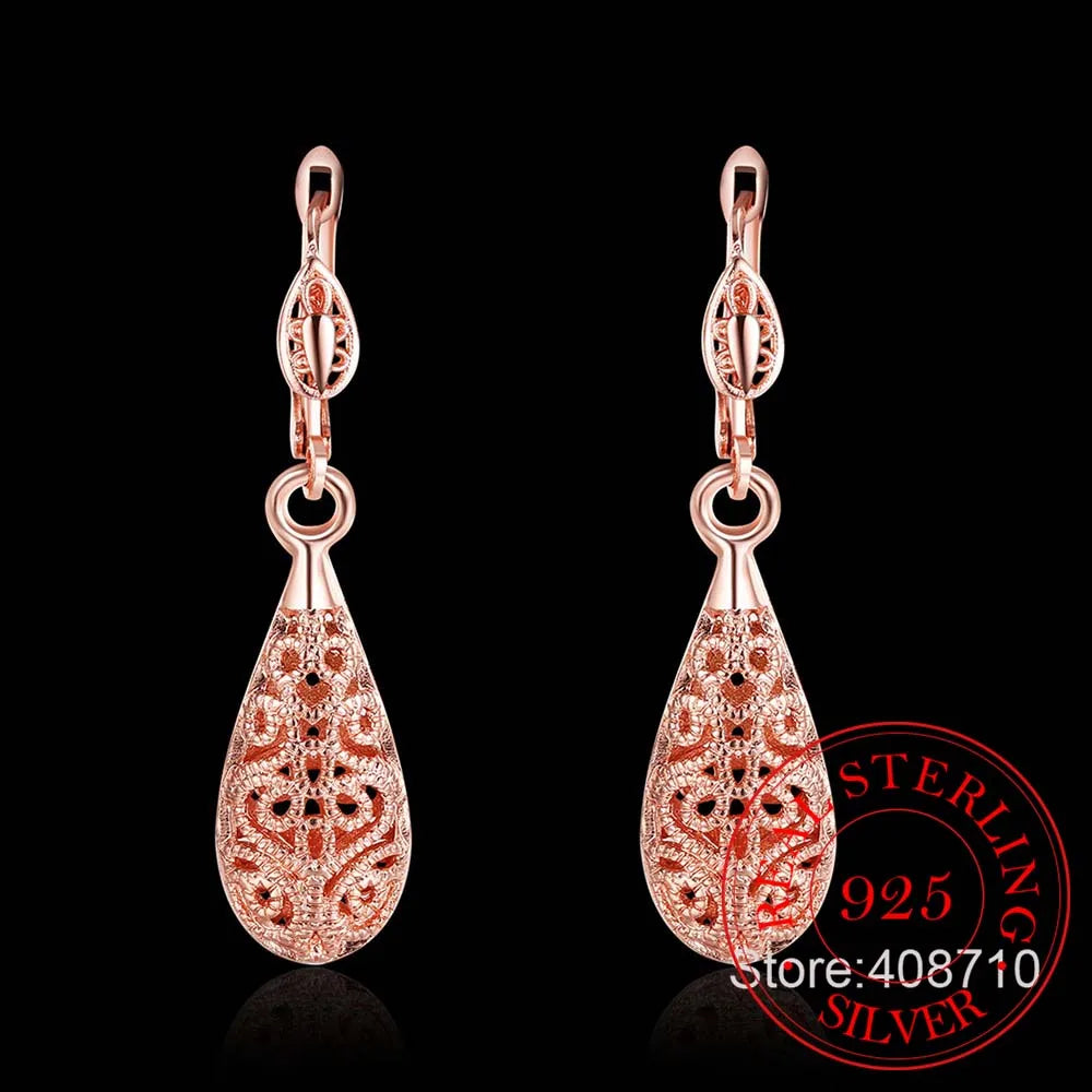 Water Drop Earrings For Women Fashion Long Dangle Earring 925 Sterling Silver Wedding Jewelry Gift