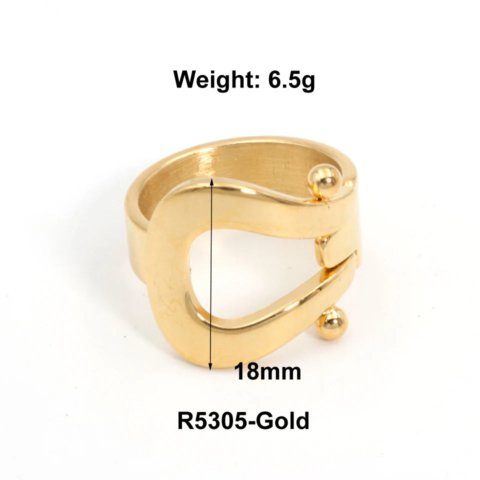 New Statement Exaggerate Double Round Ring for Women Fashion Geometric Gold Color Finger Ring Trendy кольцо Wedding Gift Jewelry
