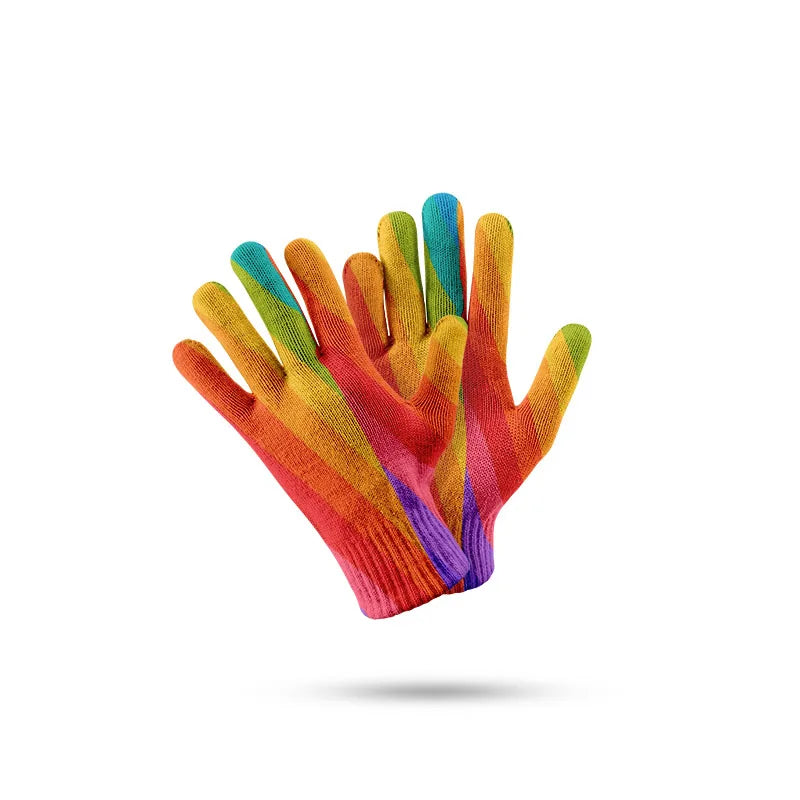 New Fashion Winter Outdoor Knitted Glove For Men Women Magic Rainbow Gloves Warm Touch Screen Fall Leisure Full Finger Gloves
