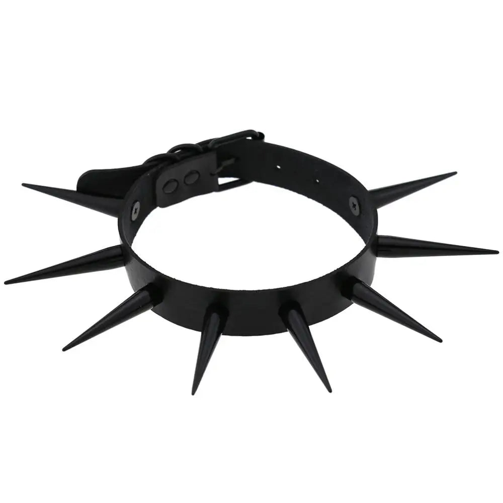 Big Long Spiked Choker Collar Cool  Punk  Necklace  For Women Men Metal Chocker Rave Festival Goth Costumes Jewelry