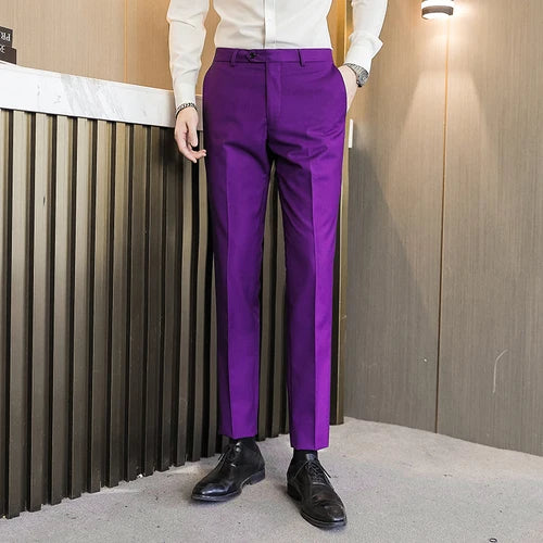 Men Formal Pants, 2025 New Elegant Man Office Work Pant, Casual Polyester Fiber Trousers Men 17 Colors Pantalones Hombre