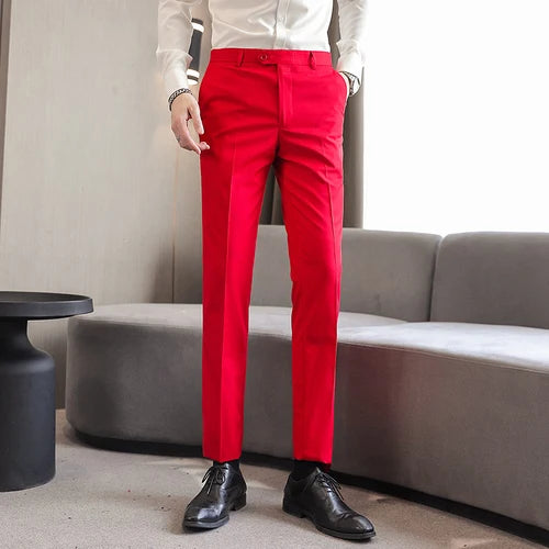 Men Formal Pants, 2025 New Elegant Man Office Work Pant, Casual Polyester Fiber Trousers Men 17 Colors Pantalones Hombre