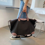 Tiptoegirls Panelled Patchwork Lady Totes Bag Anti-tear Nylon+Leather Large Totes for Women Fashion Simple Leisure Shoulder Bag