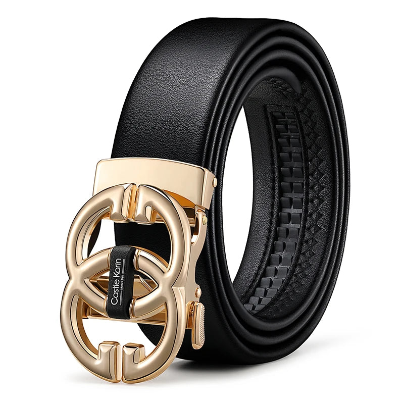 Men's belt leather automatic buckle belt famous brand high-end leisure trend young and middle-aged business men's belt