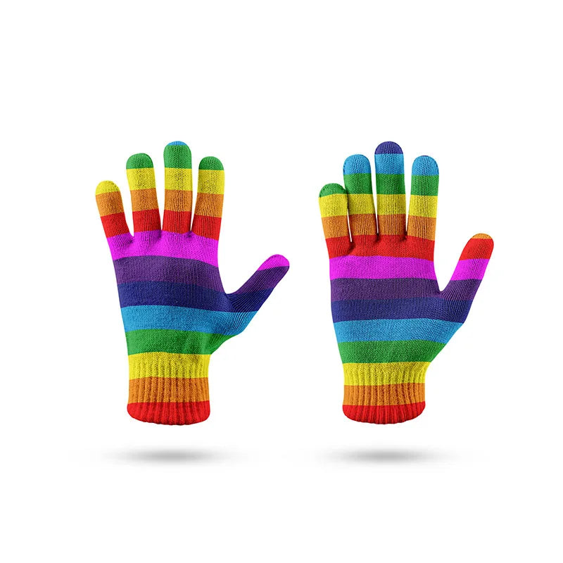 New Fashion Winter Outdoor Knitted Glove For Men Women Magic Rainbow Gloves Warm Touch Screen Fall Leisure Full Finger Gloves