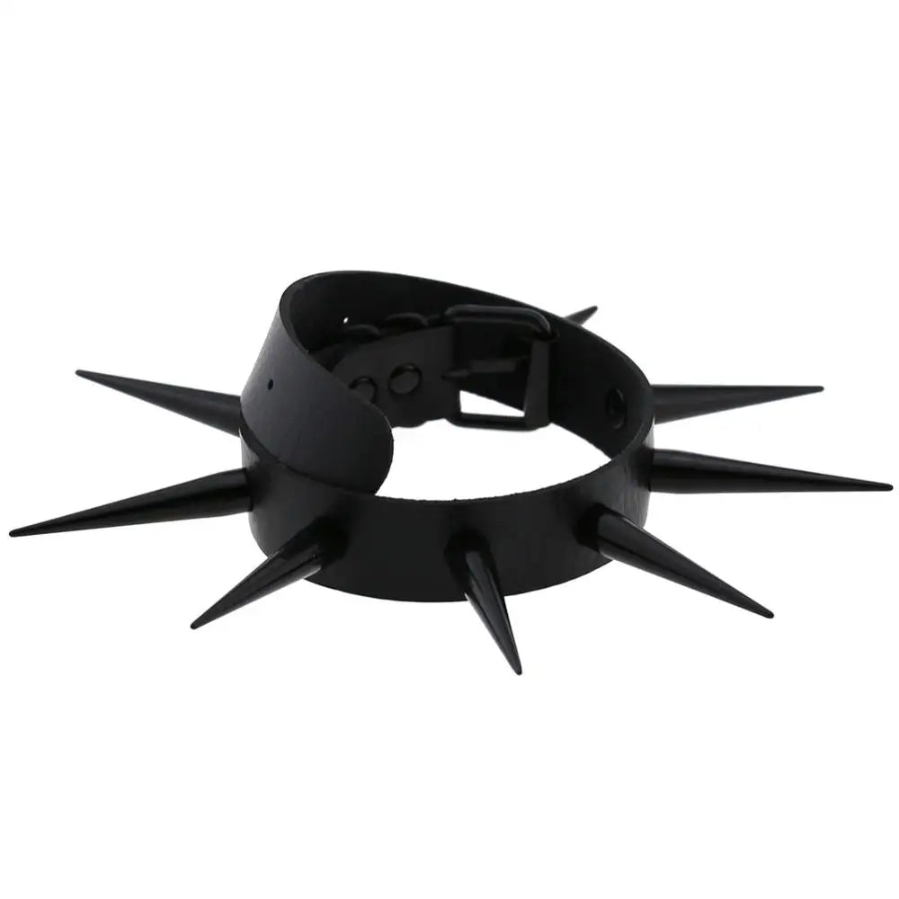 Big Long Spiked Choker Collar Cool  Punk  Necklace  For Women Men Metal Chocker Rave Festival Goth Costumes Jewelry