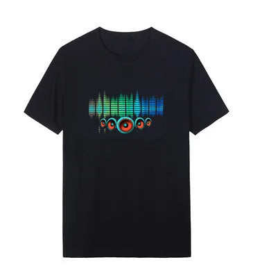 Women's T-Shirts LED Sound Control Flicker Tshirt Fashion Wireless Electric Luminescent Shiny Tshirts Party Disco Men's T Shirts