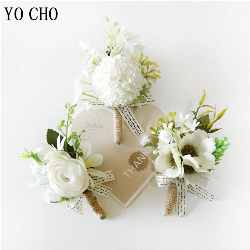 White Brooches Man Suit Shirt Collar Lapel Pin Brooch Pins Wedding Party Accessories Bridesmaid Bracelet Flowers Corsages Flower