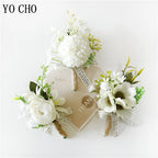 White Brooches Man Suit Shirt Collar Lapel Pin Brooch Pins Wedding Party Accessories Bridesmaid Bracelet Flowers Corsages Flower