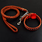 Pet Leash Pet Leather Dog Collar Leash For Large Dog Leather Dog Traction Drag Tow Rope Chain Pet Dog Supplies Accessories Prevent Runaway