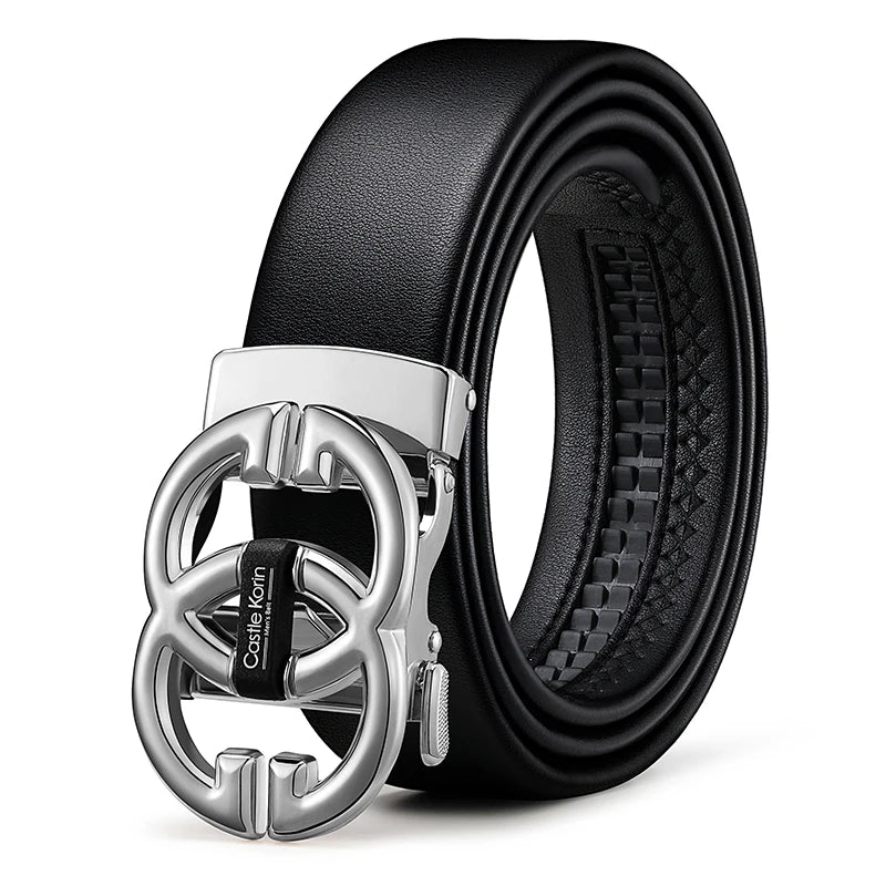 Men's belt leather automatic buckle belt famous brand high-end leisure trend young and middle-aged business men's belt