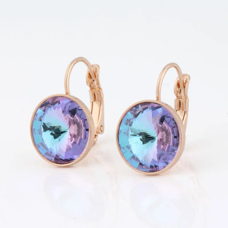 New Fashion Earrings Crystals Drop Earrings 12mm Round Earrings For Women Wedding Party Luxury Fine Jewelry Accessories