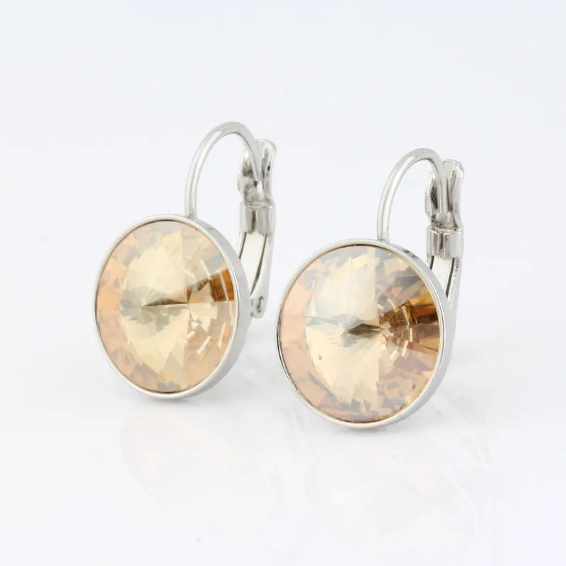 New Fashion Earrings Crystals Drop Earrings 12mm Round Earrings For Women Wedding Party Luxury Fine Jewelry Accessories