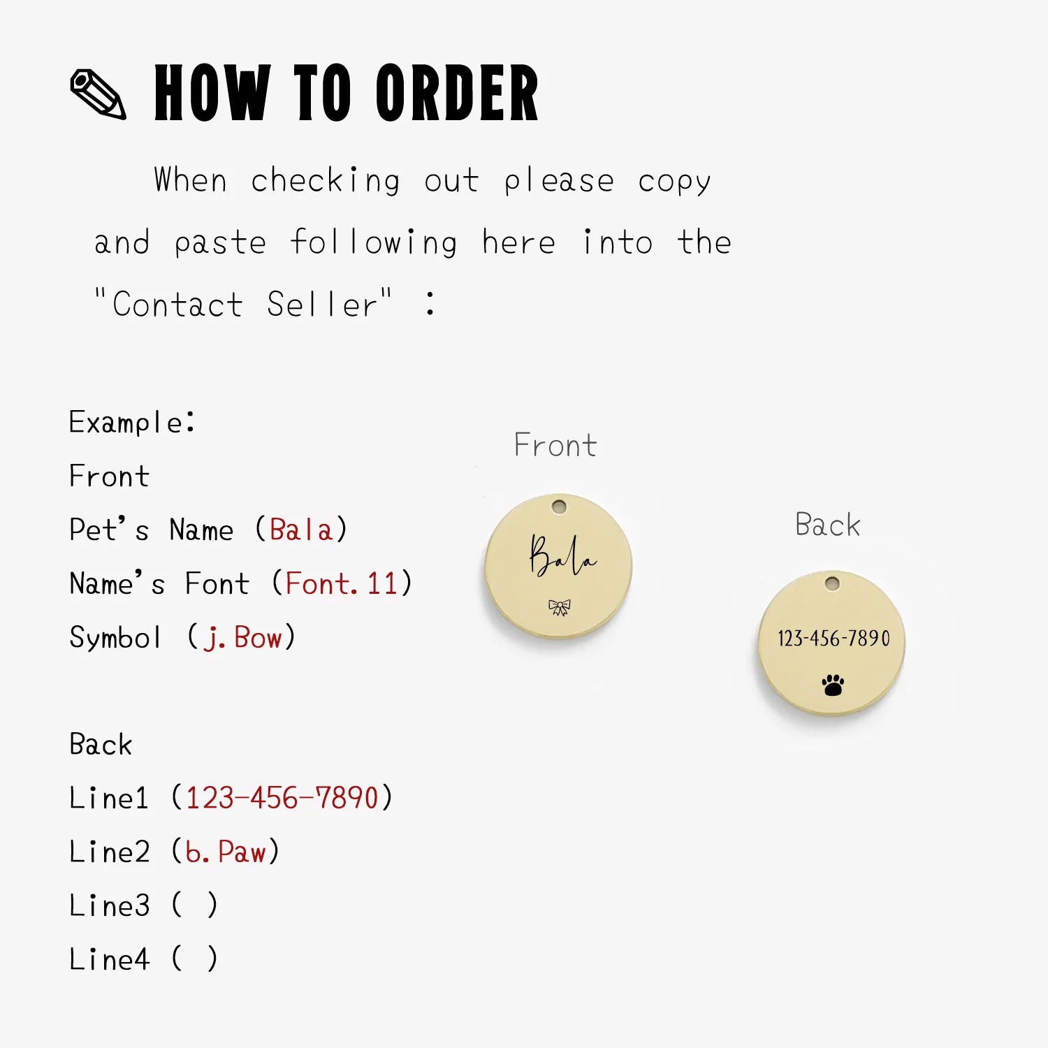 Custom Tags Personalized Cat Dog ID Tag MW007 Name with Cute Symbols Engraved Front and Back for Custom Pets Collar  Anti-Lost Metal Charm