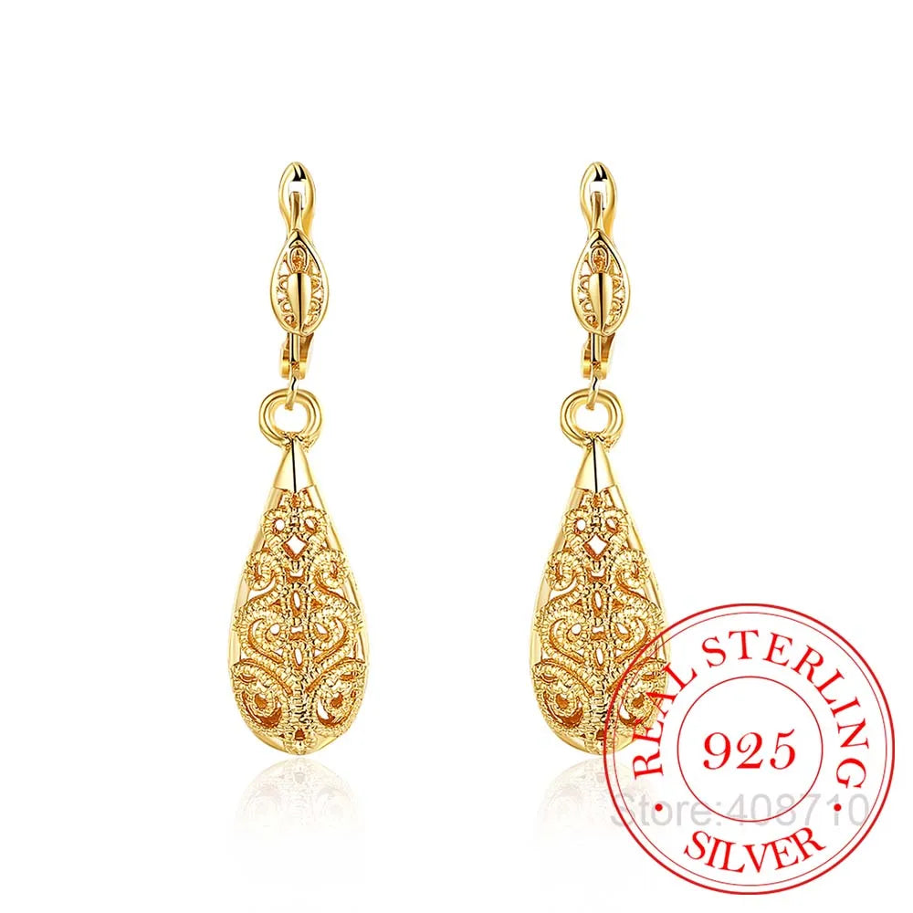 Water Drop Earrings For Women Fashion Long Dangle Earring 925 Sterling Silver Wedding Jewelry Gift