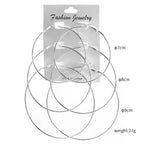 3 /6Pairs/set Oversized Huge Hoop Earring For Women Exaggerated Sexy Smooth Big Circle Earing Creole Aros Mujer Oreja Party Gift