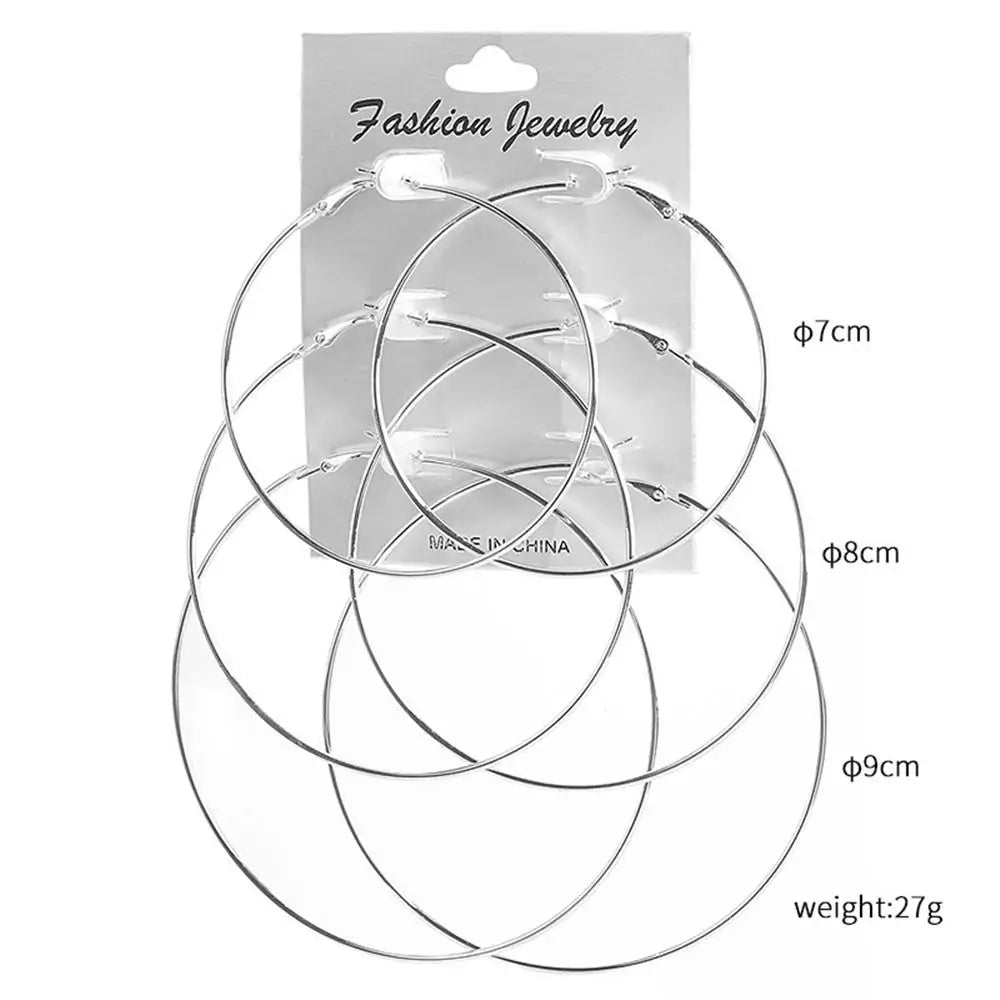 3 /6Pairs/set Oversized Huge Hoop Earring For Women Exaggerated Sexy Smooth Big Circle Earing Creole Aros Mujer Oreja Party Gift