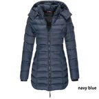 Winter Jackets for Women Zipper Hooded Cotton Padded Jackets Long Sleeve Warm Coat Slim Parka Female Portable Outwear