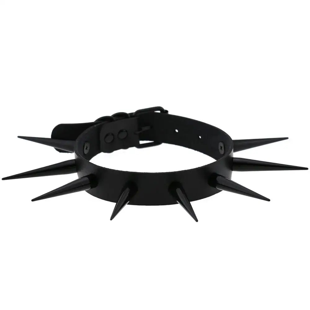 Big Long Spiked Choker Collar Cool  Punk  Necklace  For Women Men Metal Chocker Rave Festival Goth Costumes Jewelry