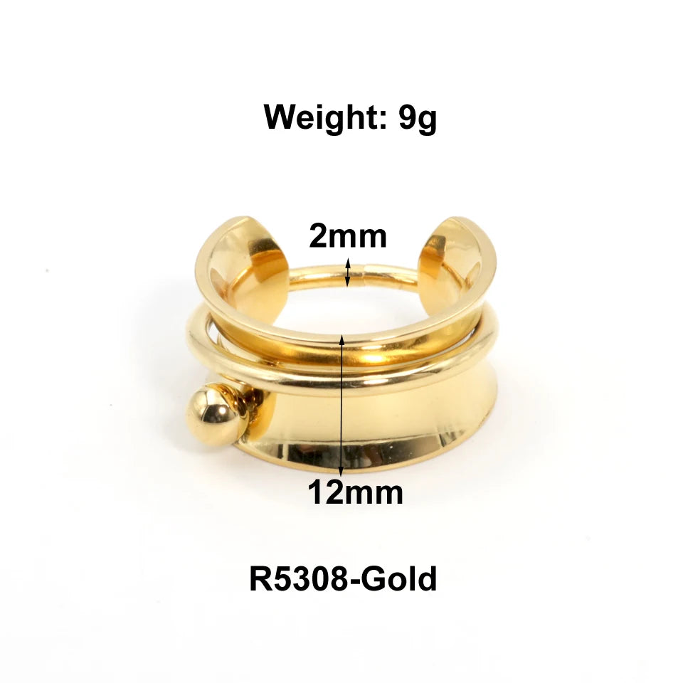 New Statement Exaggerate Double Round Ring for Women Fashion Geometric Gold Color Finger Ring Trendy кольцо Wedding Gift Jewelry