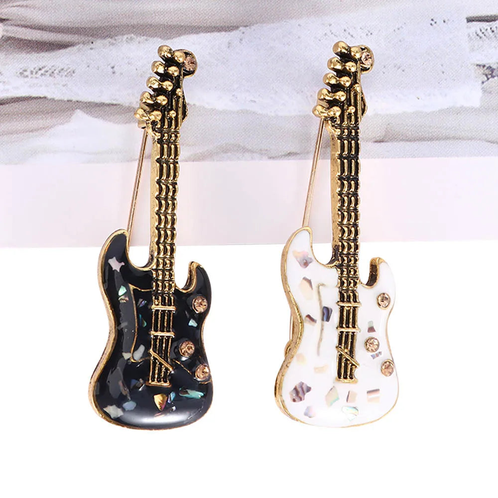 Guitar Shaped Brooches Enamel Apparel Accessory Musical Instruments Lapel Pin Club Badge Brooch