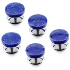 Trendy Tuxedo studs for Men, 5Pcs/Set Round Natural Blue Sand Stone Studs High Quality Fashion Gift for Wedding